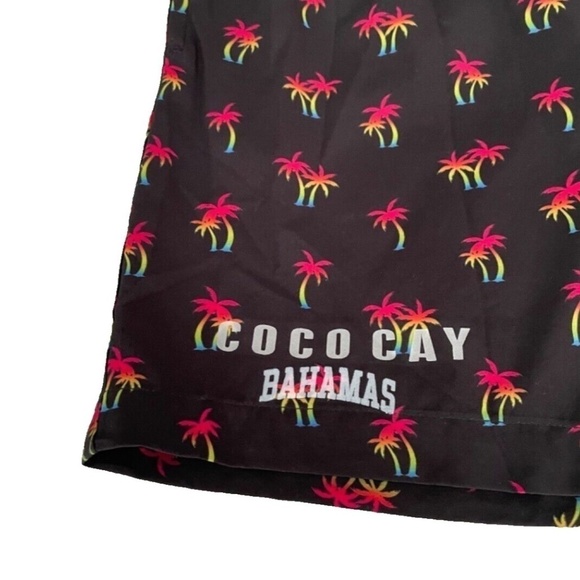 Uzzi Men's Coco Cay Swim Trunks; Black w/ Rainbow Palm Trees; Size M; NWT ($50) - Picture 2 of 6
